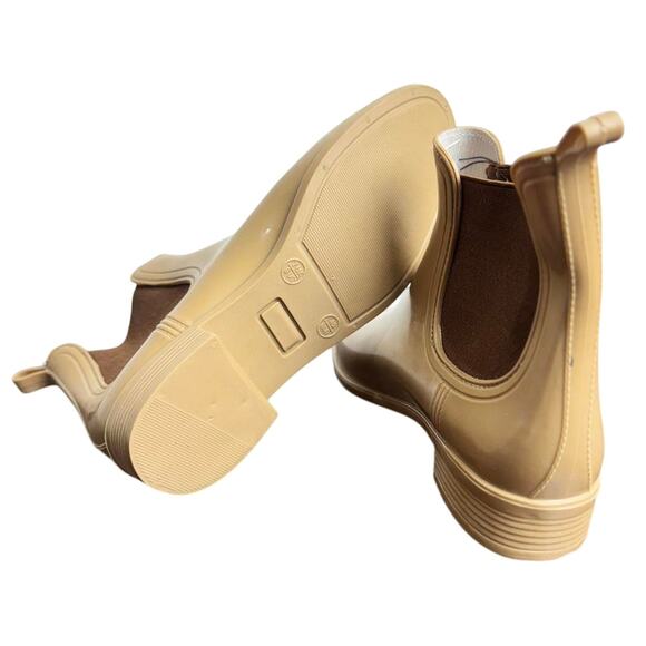 Women's SOS ( Shoes Of Soul ) Tan & Brown Ankle Rain Boots - Picture 2 of 8